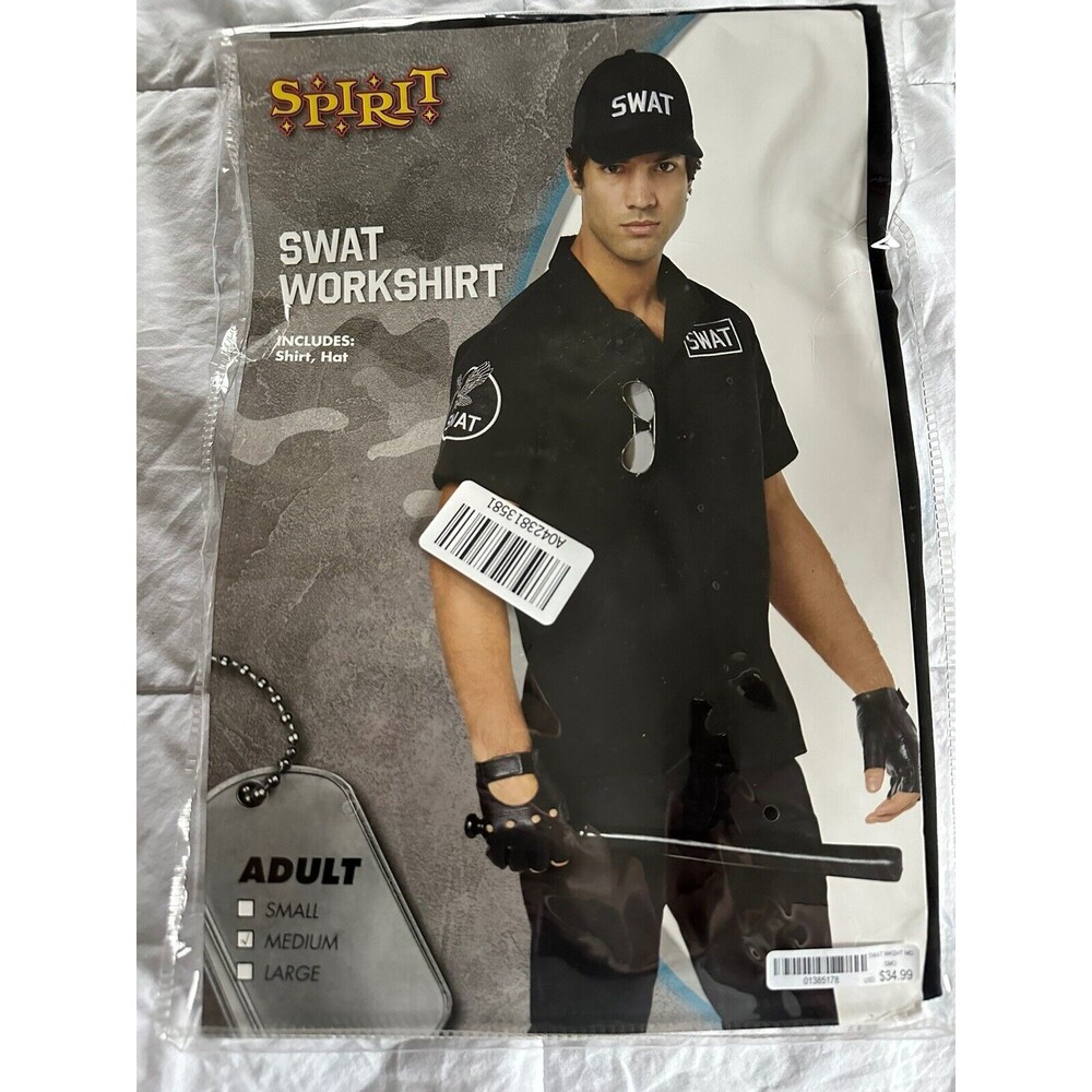 SWAT Men’s Costume Kit, Shirt & Hat, Size Medium, New, Never Opened
